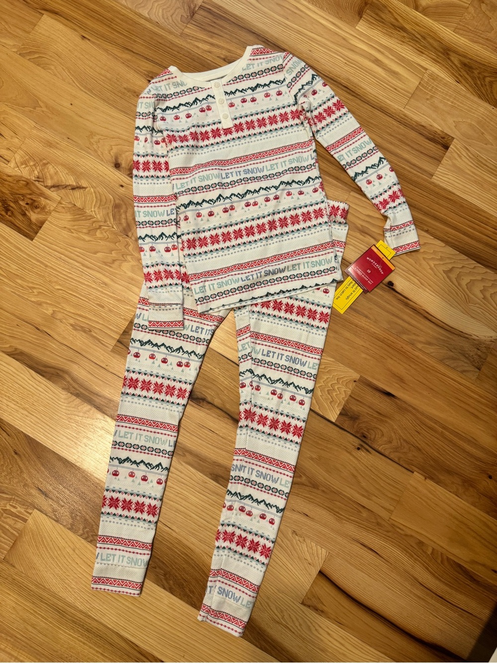 Wondershop Cream kids Pajama set with Red & Green Fair Isle Print